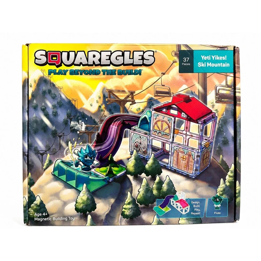 Squaregles Yeti Yikes! Ski Mountain Magnetic Building Toy 37 Pieces Complete